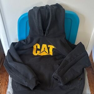 Caterpillar Black Hoodie with Yellow Logo